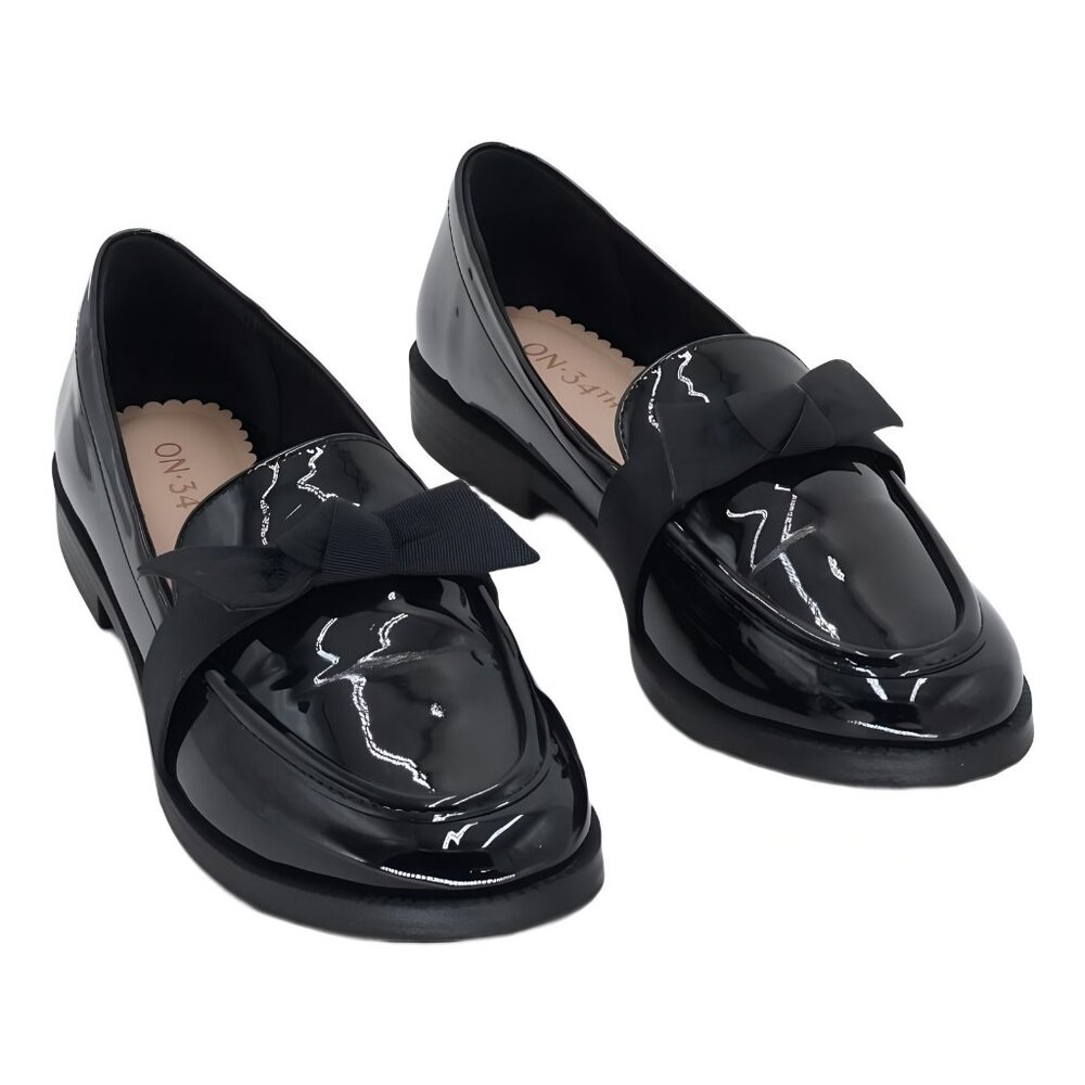 On 34th Kasandra Bow Loafer Black Patent Womens Flat 6M